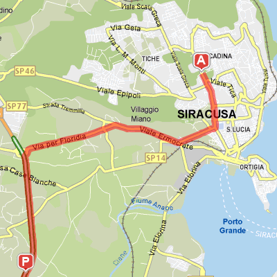 Mappa del percorso dall'autostrada A18